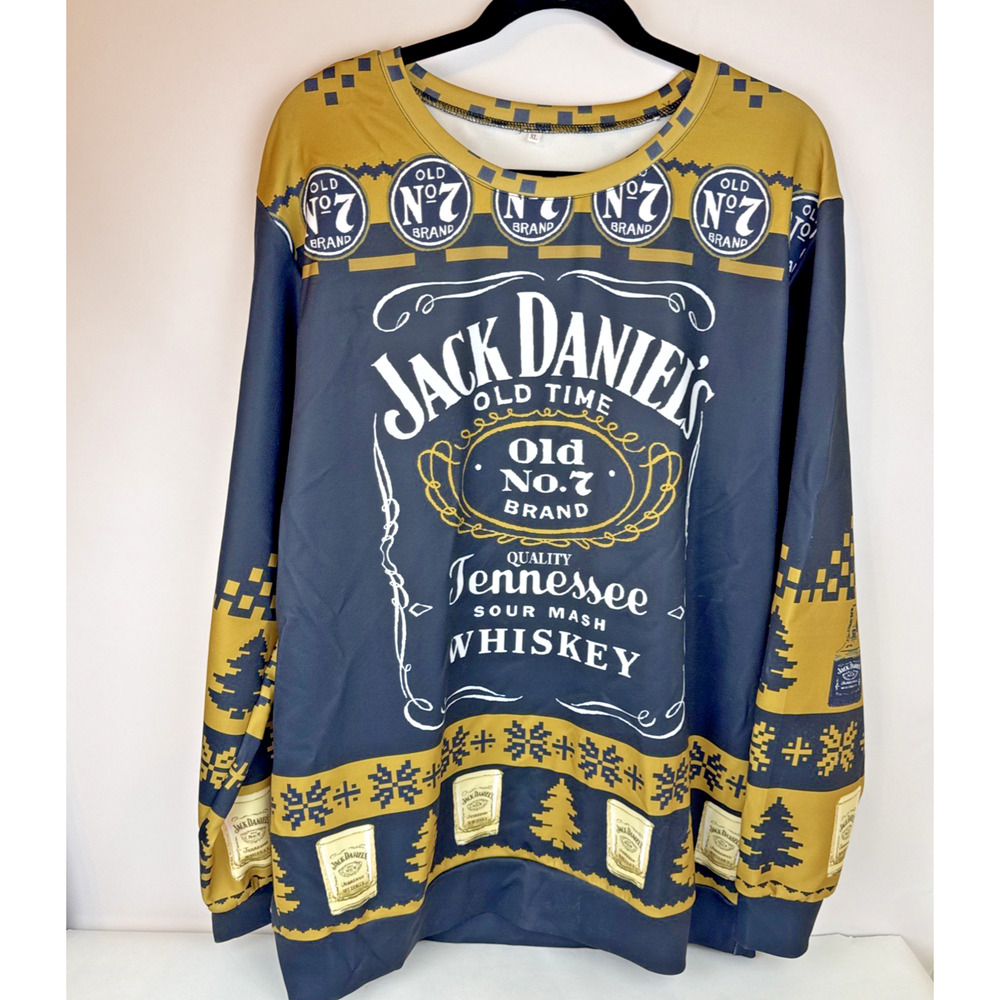 Jack Daniel’s Tennessee Whiskey Men’s Black Gold Long Sleeve Shirt Graphic Tee